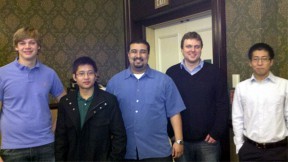 The SS12 Audio Alert System team, from left: Matt Newbill, Joshua Licudo, Ismael Gonzalez, Chris Cederstrom and Kyeong Hoon Jung.