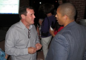 Assemblyman Scott Wilk talks to a supporter during his election night party Tuesday at the Canyon Theatre Guild. Photo: Leon Worden.