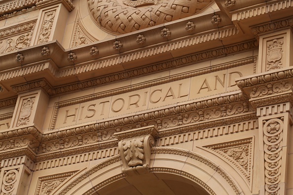 Detail of the original entrance to the Los Angeles County Museum of Natural History. The museum first opened in 1931.
