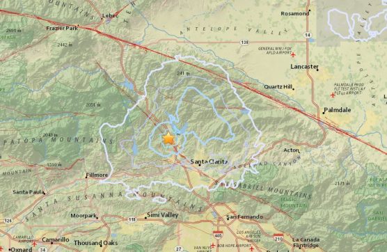 Earthquake map Castaic 3.5 August 27, 2017