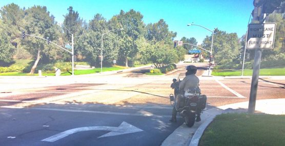 SCV Sheriff's Station deputy on motorcycle with radar