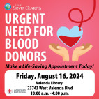 Aug. 16: Blood Drive at Valencia Library