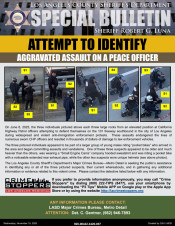 LASD Attempting to Identify Aggravated Assault on a Peace Officer Suspects