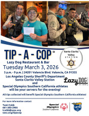 March 3: Tip-A-Cop Fundraiser at Lazy Dog Cafe to Benefit Special Olympics