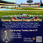 March 17: Family Promise of SCV Fundraising Dodgers Opening Weekend Raffle
