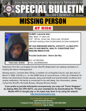 LASD Seeks Public Help in Locating Missing Man, Lamonte Alan Oliney