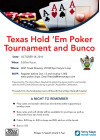 Oct. 18: Play Texas Hold ‘Em, Bunko for the Hospital