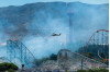 40-Acre Brush Fire Forces Evacuation of Magic Mountain (Video)