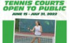 June 15-July 31 High School Tennis Courts Open to the Public