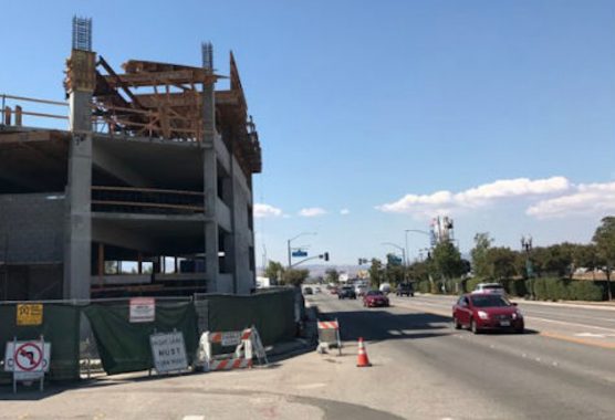 Parking garage under construction on Main Street in Old Town Newhall