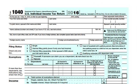 IRS tax form 1040 crop