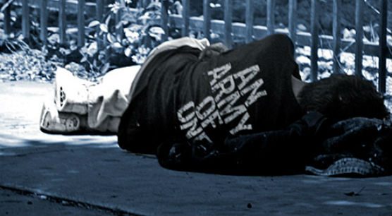 A homeless veteran in Los Angeles.