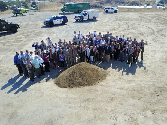 Officials including members of the Santa Clarita City Council  break out the golden shovels at the groundbreaking ceremony for the new Santa Clarita Valley Sheriff's Station on July 25, 2018.
