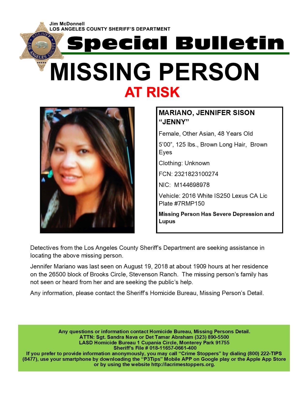 SCVNews.com | Missing Stevenson Ranch Woman Found, ‘Doing OK’ | 08-20-2018