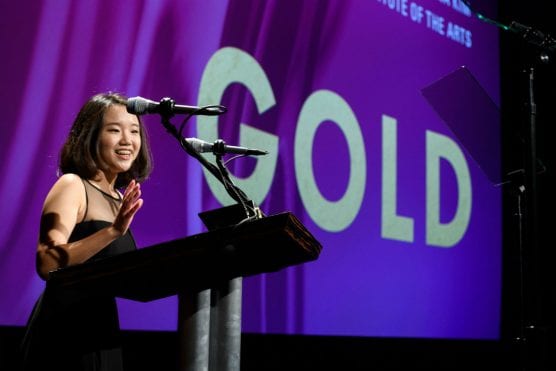   CalArts student Hanna Kim wins gold medal for animation (domestic film schools) at the 45th annual Student Academy Awards. | Image: Richard Harbaugh / ©A.M.P.A.S.