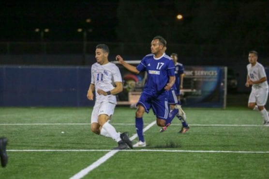 College of the Canyons sophomore forward Andres Lozano recorded a hat trick in his first start of the season to help lead the Cougars to a. 5-1 victory over Allan Hancock College. | Photo: Jesse Muñoz/COC Sports Information Director.