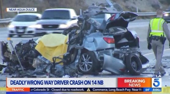 Screenshot of Highway 14 collision on Sept. 30, 2018. | Photo: KTLA.