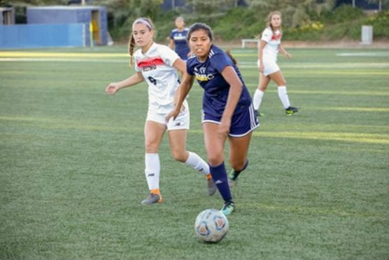 College of the Canyons sophomore midfielder Crystal Sanchez was one of nine players to be honored with a Western State Conference (WSC) post-season award. —Jacob Velarde/COC Sports Information.