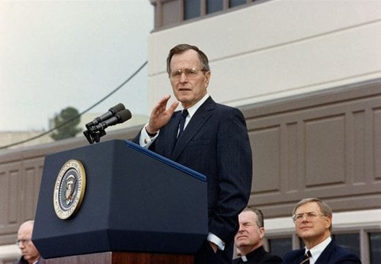 March 1, 1990: President George H.W. Bush speaks at the dedication of the North County Correctional Facility in Castaic.