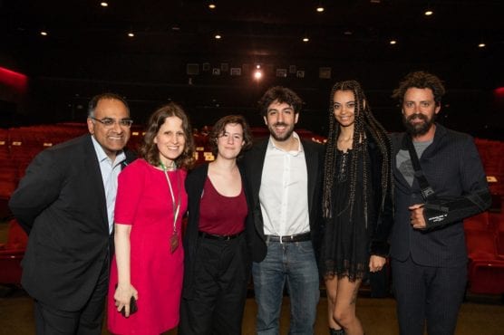 The 2019 Character Animation Producers’ Show with (from left to right) CalArts President Ravi Rajan, Director of Character Animation Maija Burnett, Julia Rodrigues, Lorenzo Fresta, Victoria Vincent and Film Director Bob Persichetti. | Image by Rafael Hernandez.