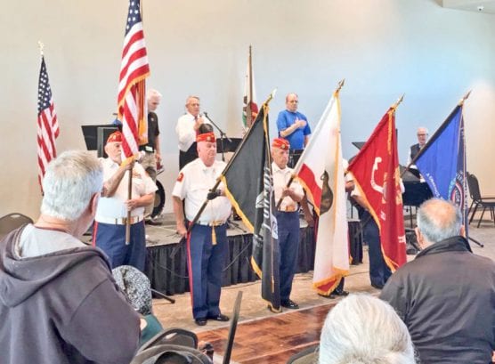 Members of the President Ronald Reagan Marine Corps League Detachment 597 opened the Memorial Day tribute at Bella Vida with an opening flag ceremony. | Photo: Ryan Mancini/The Signal.