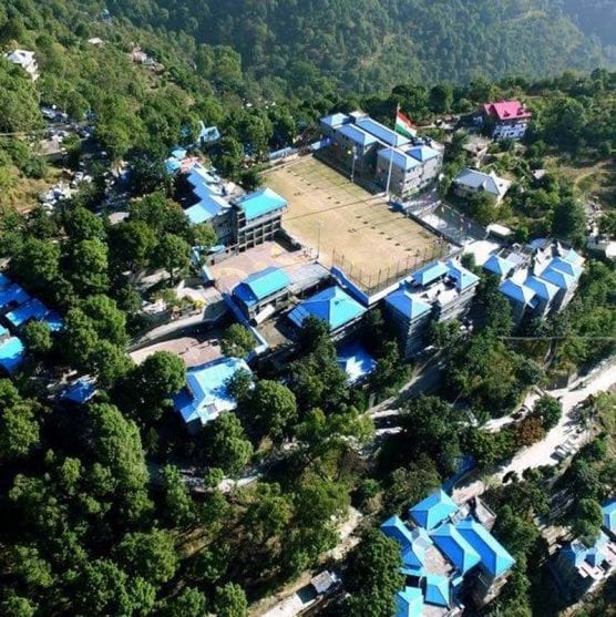 An aerial view of Pinegrove School in northern India.