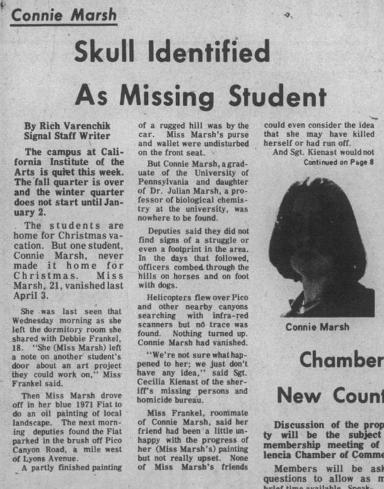 Connie Marsh story in The Signal, Dec. 17, 1974.