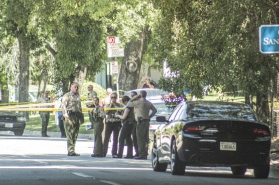 Deputies investigated a deputy-involved shooting in which a suspect was killed near Ave. Stanford Thursday afternoon. September 12, 2019. | Photo: Bobby Block/The Signal.