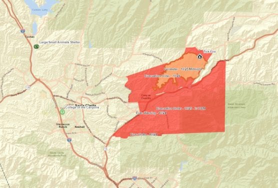 Tick Fire evacuation in the Santa Clarita Valley as of 7 a.m. Friday, October 25, 2019.