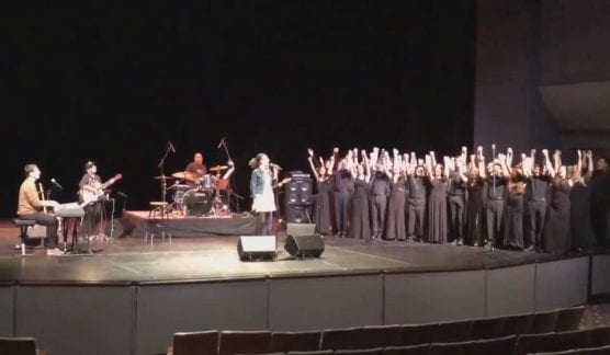 A previous Valencia High School Choir performance with "Hamilton" star Mandy Gonzales. | Courtesy photo.