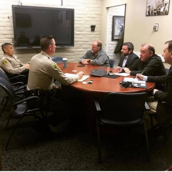 Santa Clarita Valley Sheriff's Station Captain Robert Lewis sits down with local synagogue leaders to discuss safety and security in the Santa Clarita Valley. | Courtesy photo.