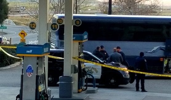 A shooting occurred just before 1:30 a.m. Monday on a Greyhound bus traveling north on Interstate 5 in the Grapevine, killing one and injuring five. | Photo Courtesy of CHP Fort Tejon.
