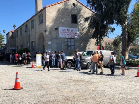 padilla - The line outside the voting center at All Saints Episcopal church in Los Angeles County swelled to about 40 people Tuesday as poll workers saw an influx of afternoon voters for California’s primary on March 3, 2020. | Photo: Martin Macias Jr. / CNS.