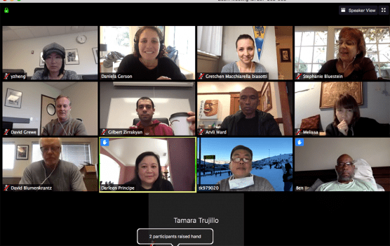 CSUN journalism professors participate in a virtual Zoom meeting. | Photo: Courtesy Linda Bowen.
