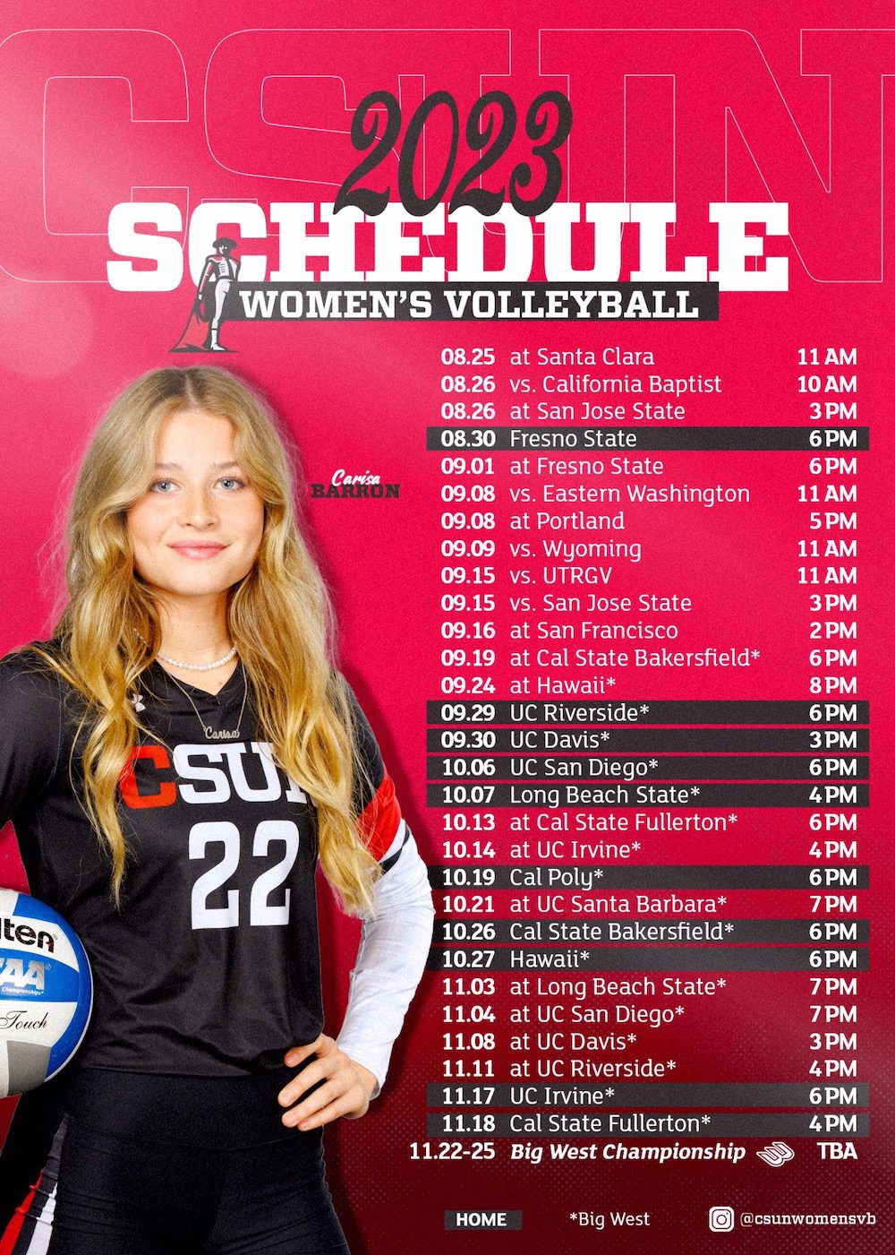 SCVNews.com | Matadors Release 2023 Women’s Volleyball Schedule | 07-07 ...