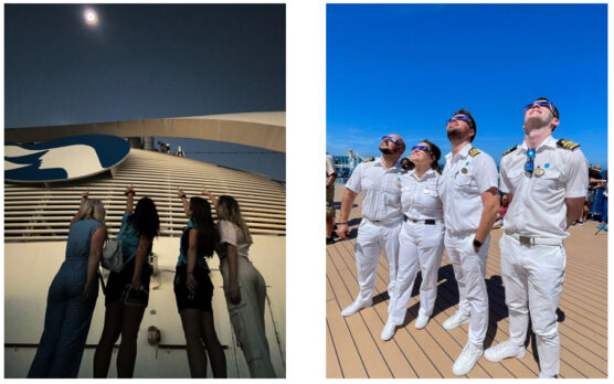 Astrotourism is top of mind for travelers making special trips for experiences in the sky, and with the recent “take-your-breath-away” total solar eclipse, thousands of cruisers onboard Emerald Princess and Discovery Princess off the coast of Mexico caught a glimpse of the  total darkness event.