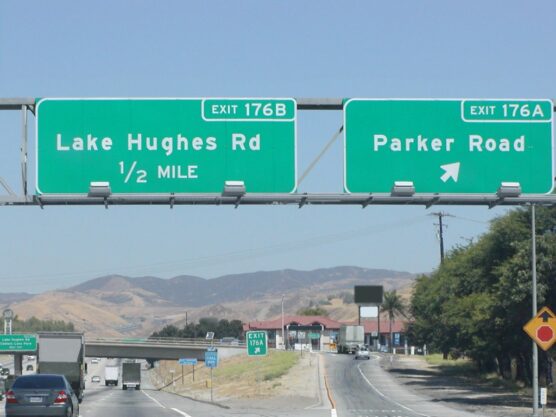 Lake Hughes freeway sign