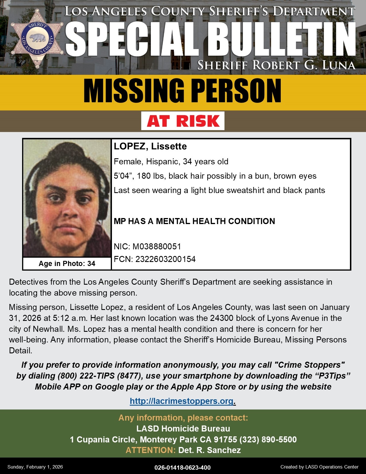 missing person lissette